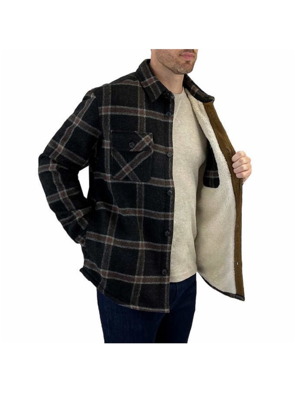 JACHS NY Men’s Wool Blend Sherpa-Lined Shirt Jacket Sz M NWOT!